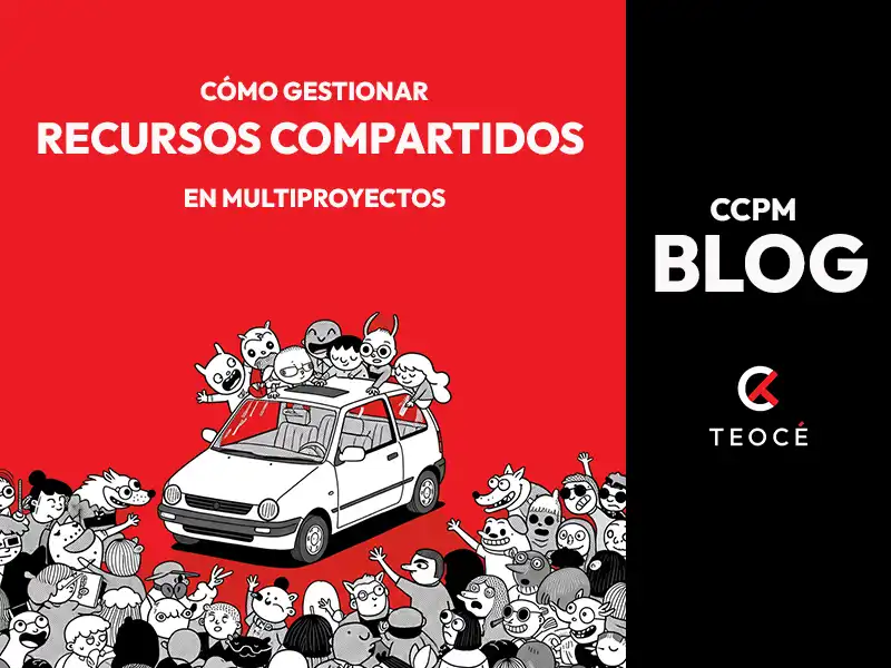 Imagen destacada del blog post "cómo gestionar recursos compartidos en multiproyectos" en la que se ve un coche que quiere ser alcanzado por una multitud, representando un recurso compartido por mucha gente