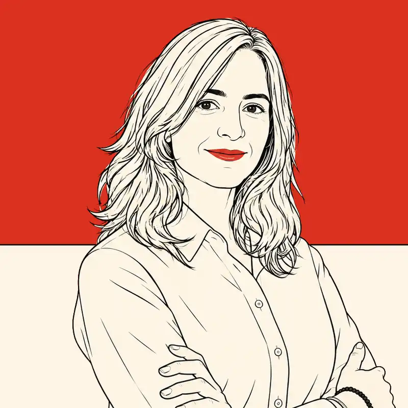 Photo de profil en rouge et noir de Raquel García, responsable des ressources humaines et des finances chez TEOCÉ